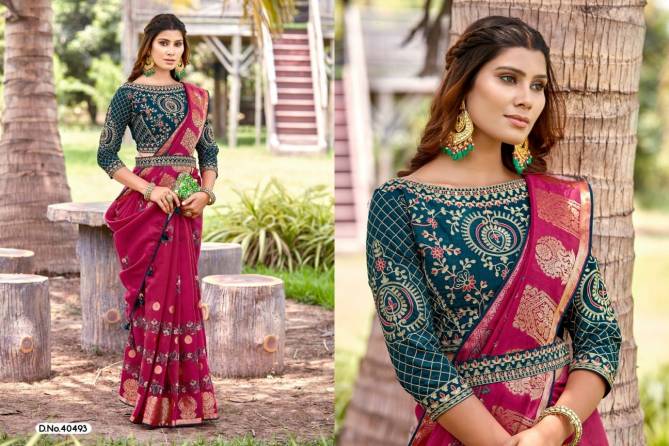 Shivali 2 5D Embroidery Blouse Cotton Jacquard Wedding Sarees Wholesale Online